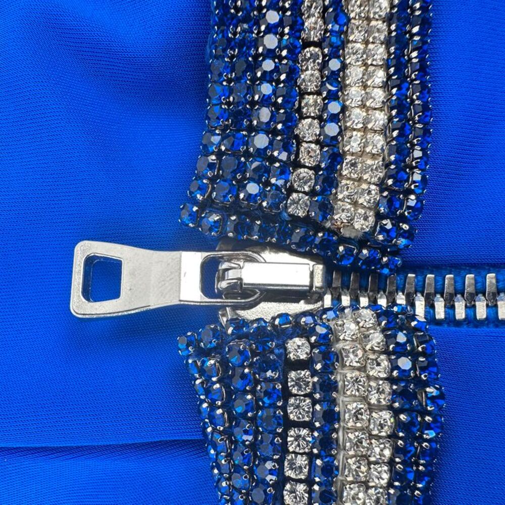 Balmain Crystal-Embellished wrap-Effect Maxi Dress in Blue Viscose - Picture 4 of 9